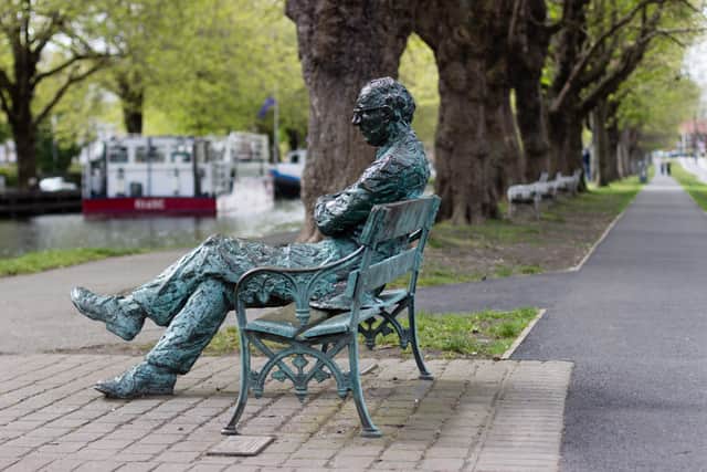 A monument to Patrick Kavanagh located along the Grand Canal in Dublin