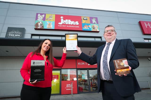 Mackles head of sales Colin Ferguson and Laura Hadden, regional manager of Jollyes