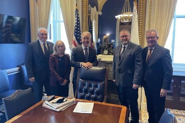 Three US congress members, Mike Kelly, Mary Gay Scanlon and Richard Neal, meet UUP leader Doug Beattie and Mike Nesbitt MLA in Washington last week