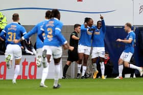 Rangers’ Joe Aribo celebrates after scoring his side’s second goal of the game