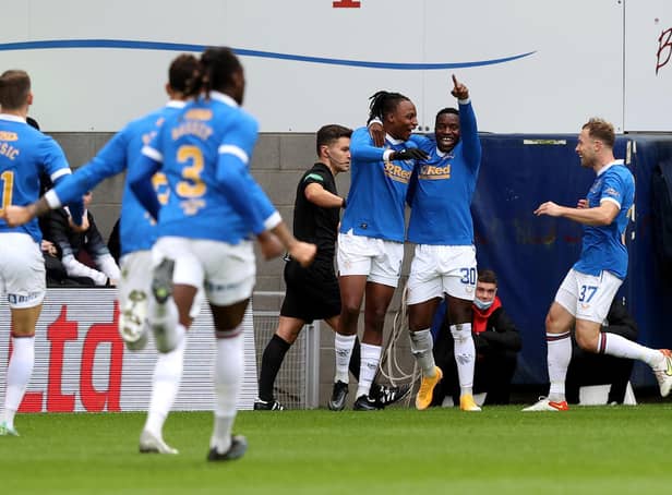 Rangers’ Joe Aribo celebrates after scoring his side’s second goal of the game