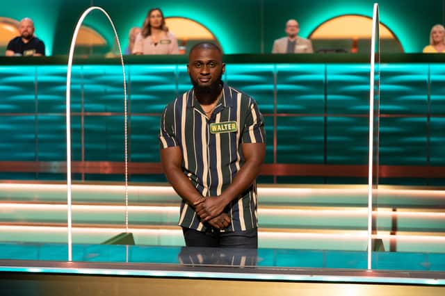 Walter Nwanja on set of the new Channel 4 gameshow, Moneybags