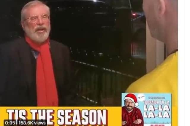 Gerry Adams in the Ferry Clever card company's Christmas video
