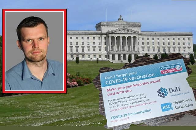 Gerry Carroll, and a Covid-19 vaccination card