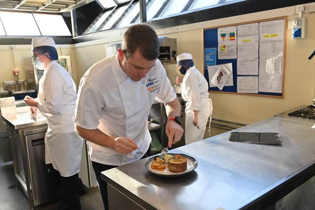 Geoff Baird, business development chef at Henderson Foodservice, sponsors of the FutureChef competition, oversees the judging at a recent regional heat of the competition