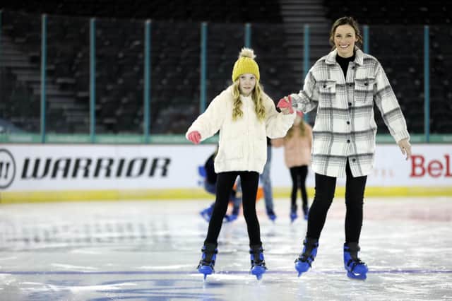Poppy and Laura Drummond from Ballymena at the Winter Skate at The SSE Aren, Belfast. 
Photo by Darren Kidd / Press Eye