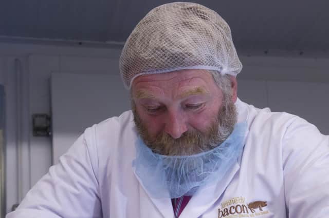 Mervyn Kennedy of Omagh’s Kennedy Bacon is a popular trader of hand cured atisan pork products including traditional Christmas gammons at markets across Northern Ireland and Donegal