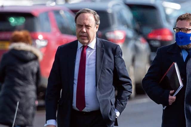 Nigel Dodds on his way to meet                                                                           Boris Johnson in Fermanagh during spring this year;; he now says the government is weakening its Protocol stance
