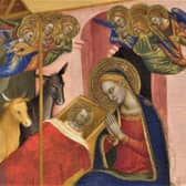 The birth of Jesus, depicted in an altarpiece made in 14th-century Florence, for the church of San Pier Maggiore (now displayed by the National Gallery)