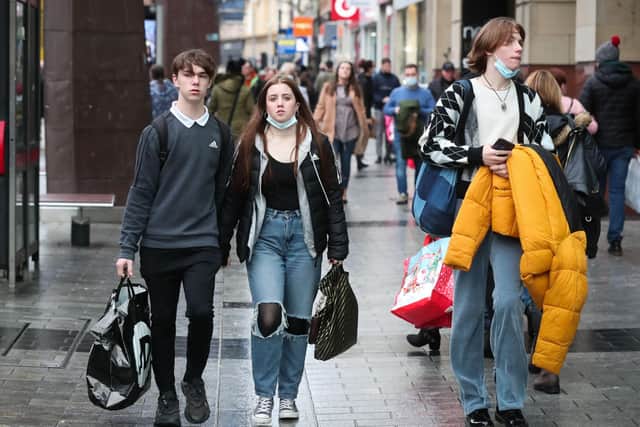 General views of shoppers in Donegall Place in Belfast city centre on Thursday.

Photo by Kelvin Boyes / Press Eye