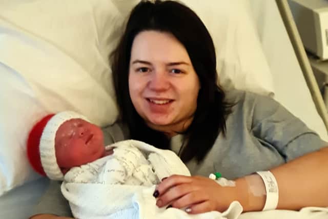 Sophie Brown  from Lisburn gave birth to a baby girl on December 25 at 05.32 weighing 4010gm at the Royal Victoria Hospital.
 Pic Colm Lenaghan/ Pacemaker