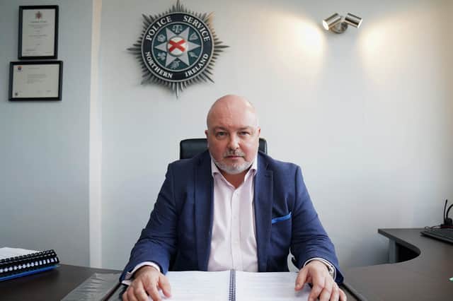 Mark Lindsay, Chairman of the Police Federation for Northern Ireland, at his office in Belfast. Photo: Brian Lawless/PA