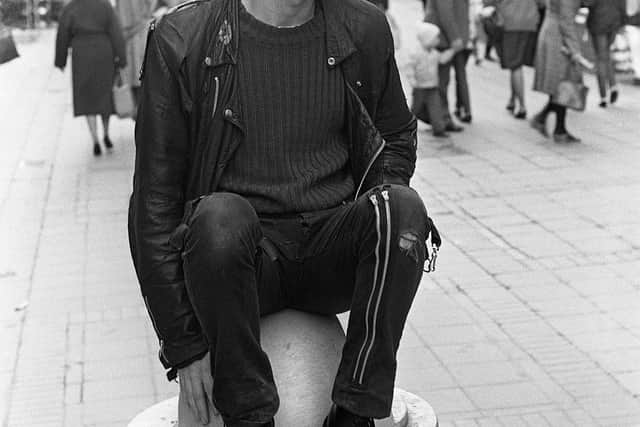 A punk rocker in Cornmarket, Belfast in 1983.  Picture Pacemaker Press Intl