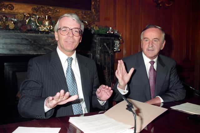 The then Prime Minister John Major (left) and the then Taoiseach Albert Reynolds during a news conference at 10 DowningStreet in Westminster.