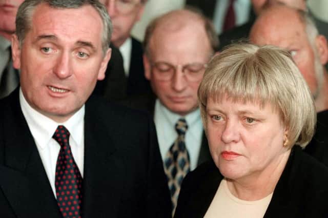 The then Irish Prime Minister Bertie Ahern and the then Northern Ireland Secretary Mo Mowlam, attending an Irish Congress of Trade Union meeting at the Waterfront Hall in Belfast. Bertie Ahern overstated a disparity in a sectarian murder count as he and Tony Blair discussed claims police in Northern Ireland were showing double standards when investigating killings, according to newly released documents from the National Archives.