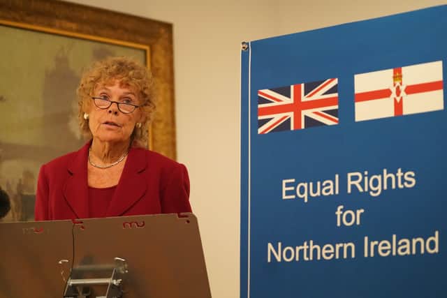 Baroness Hoey of Lylehill and Rathlin is a former Labour MP for Vauxhall. Pictured at a fringe event at the Conservative Party Conference, against the Northern Ireland Protocol, in Manchester on Monday October 4, 2021