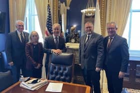 Meeting on Capitol Hill in early December between the Ulster Unionist Party and members of the US Congress. From left Representative Mike Kelly, Representative Mary Gay Scanlon,  Representative Richard NealChairman of WaysMeansCmte and UUP leader Dough Beattie MLA and former leader Mike Nesbitt MLA