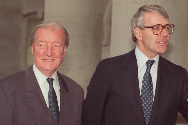 The then Irish Prime Minister Charles Haughey with the then British Prime Minister John Major during a visit to Dublin for talks.
