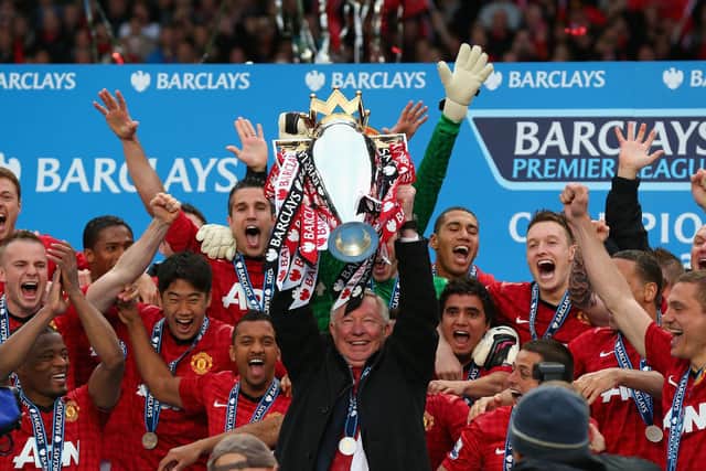 Sir Alex celebrates winning his final Premier League title in 2013