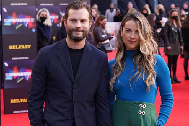 Jamie Dornan and Amelia Warner arrive for the European premiere of 'Belfast', at the Royal Festival Hall in London during the BFI London Film Festival.