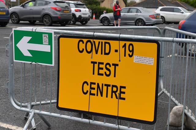 A sign for a Covid test centre