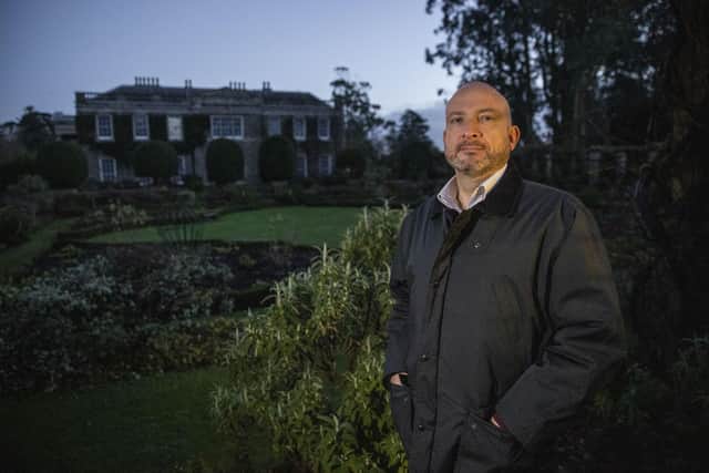 Dr Warleigh-Lack outside Mount Stewart, the family home of Robert Stewart, better known as Lord Castlereagh. Photo: Liam McBurney/PA Wire