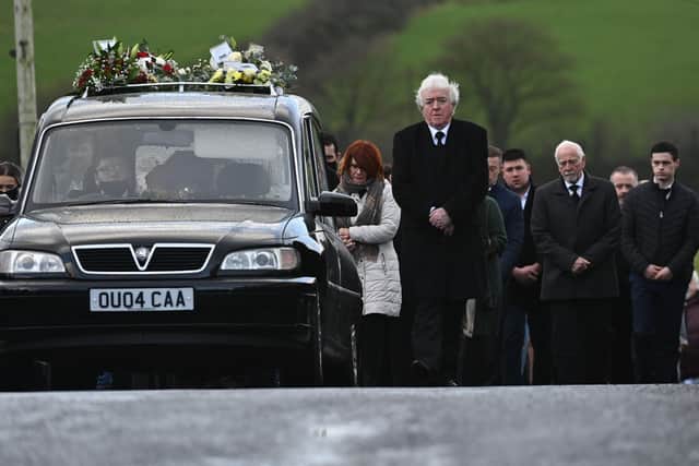 Family and Friends of  Nathan Corrigan during his funeral at St. Matthew's Church, Garvaghey on Sunday.

Pic Colm Lenaghan/Pacemaker
