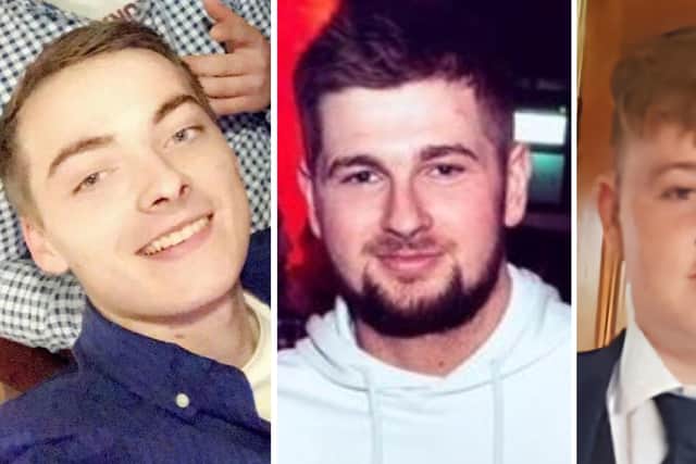 Nathan Corrigan, 20, left, died alongside Peter Alexander, 21, Finnegan and Petey McNamee, 20
