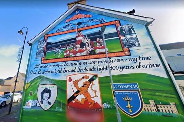 A mural for a GAA club in Dungiven, named after dead INLA paramilitary Kevin Lynch