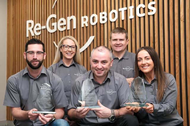 Re-Gen Robotics’ contracts manager, Connor Kelly with Grainne Mulgrew, project manager, Fintan Duffy, managing director, Tony Havern, design engineer and Amy McKeown, marketing & business development
