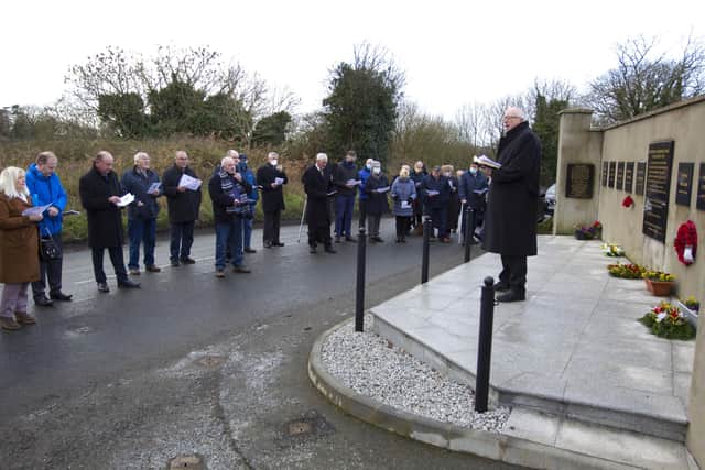 Rev Graham Middleton speaking at the commemoration service in memory of those murdered in the KIngsmill Massacre on the 5th January 1976. Pacemaker Belfast