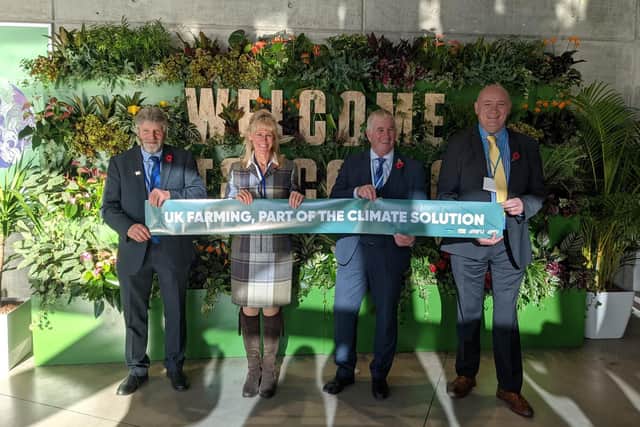 Four presidents of UK farming unions (Victor third from left) at COP26