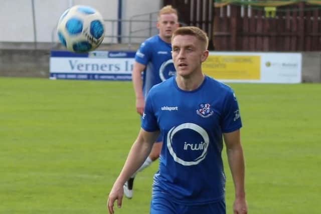 Alan Teggart on duty for Loughgall. Pic courtesy of Loughgall FC.