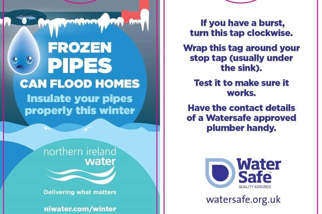 NI Water watersafe.org frozen pipes warning