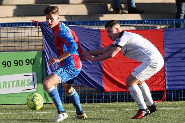 Josh Doherty - pictured (left) on show for Ards in 2017 - has signed for Portadown. Pic by PressEye Ltd