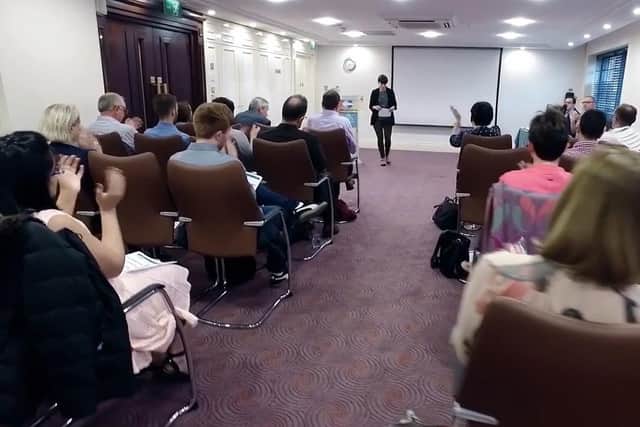 A rousing reception for a speech at Belfast Toastmasters