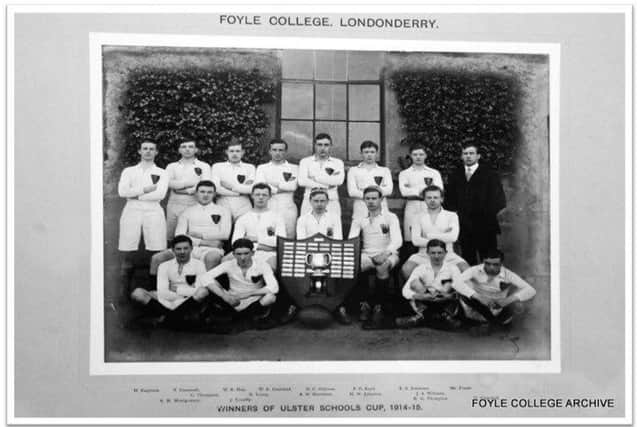 Foyle College won the Schools' Cup in 1915. Pic courtesy of Foyle College Archive.