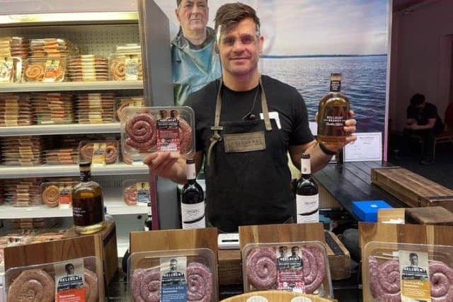 Louis Ludik of Hellbent showing the new brandy and coiled beef sausages
