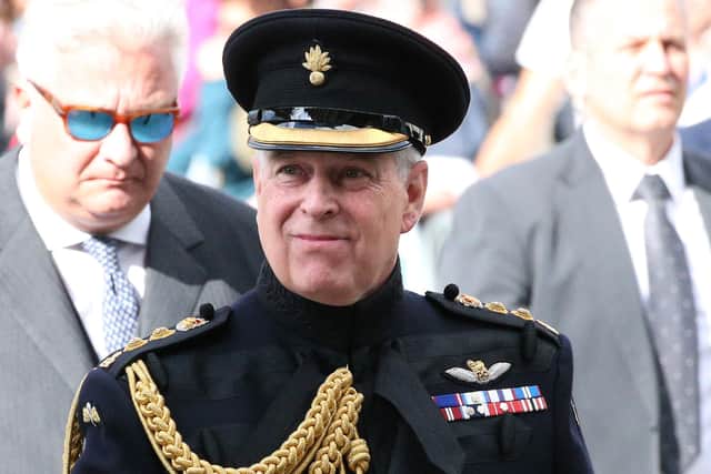 The Duke of York in 2019, in his role as colonel of the Grenadier Guards, at a memorial in Bruges to mark the 75th Anniversary of the liberation of the Belgian town. The Duke's military affiliations and royal patronages have been returned to the Queen, Buckingham Palace has announced. Photo: Jonathan Brady/PA Wire