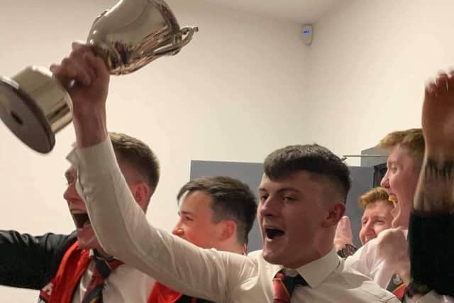Lee Bonis won the Alan Wilson Cup with Seagoe in 2019 just a few months before joining Portadown. Pic courtesy of Seagoe FC.
