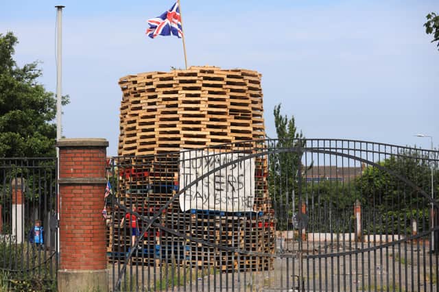 The bonfire in the loyalist Tigers Bay Area.