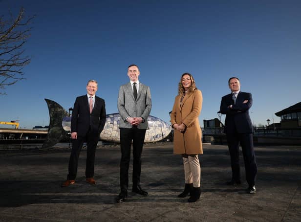 Jeremy Fitch, executive director, Invest NI, Rob Heron, partner lead for EY Entrepreneur Of The Year in Northern Ireland, Jackie Reid, founder, Deli Lites and EOY finalist in 2021 and Jonathan Dobbin, managing director/senior adviser, Julius Baer International