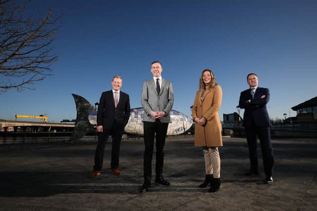 Jeremy Fitch, executive director, Invest NI, Rob Heron, partner lead for EY Entrepreneur Of The Year in Northern Ireland, Jackie Reid, founder, Deli Lites and EOY finalist in 2021 and Jonathan Dobbin, managing director/senior adviser, Julius Baer International