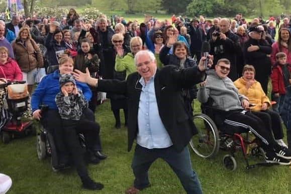 Hugo having a lark at an outside broadcast pre-pandemic. During lockdown he most missed driving as he likes to travel all over the country from his native Strabane to Kerry, Waterford, Wexford and other parts of the Republic