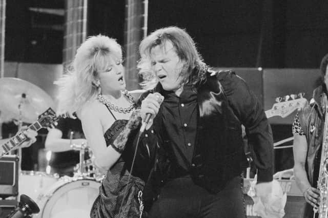 American rock star, and actor Meat Loaf performing at the Channel 4 Christmas Show, December 1983.  Fourteen months later, in February 1985, he was playing in Belfast