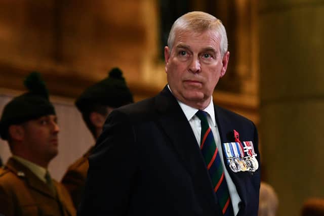 Prince Andrew, Duke of York during the  centenary Armistice Day service at St Anne's Cathedral in Belfast 2018. Photo: Colm Lenaghan/ Pacemaker