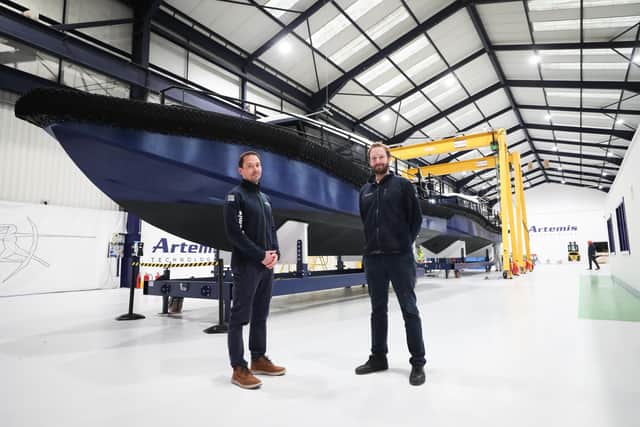 Pictured at the 42,000 sq ft facility in Titanic Quarter’s Channel Commercial Park are Romain Ingouf, technical director and David Tyler, commercial director