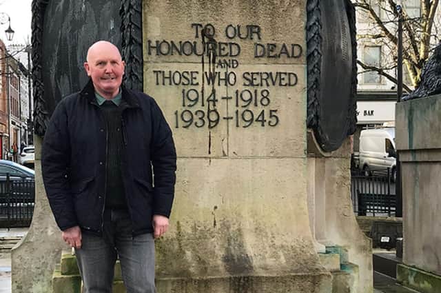 Colin Montgomery at the War Memorial in Londonderry. Thursday marks the 50th anniversary of the murder of Colin's brother David Montgomery, a serving police officer, in Londonderry. PA image