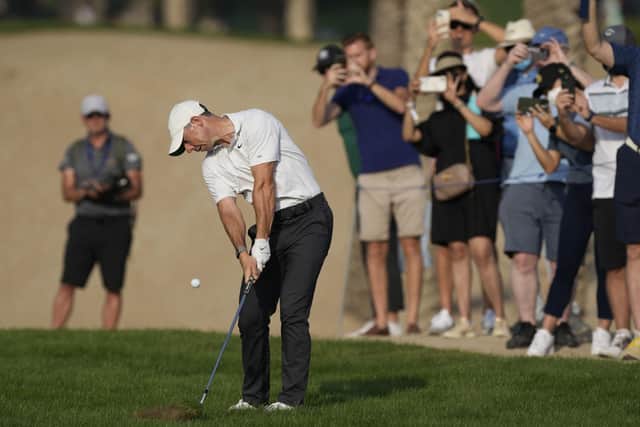 Northern Ireland’s Rory McIlroy on the 14th hole in the second round of the Dubai Desert Classic. Pic by PA.