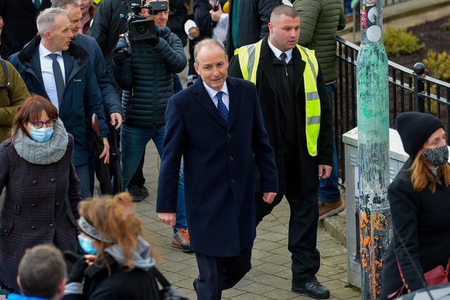 Taoiseach Micheál Martin at the Bloody Sunday 50th anniversary Memorial Service, held on Sunday morning , in remembrance of those shot dead and wounded in 1972. Photo: George Sweeney, DER2205GS – 012